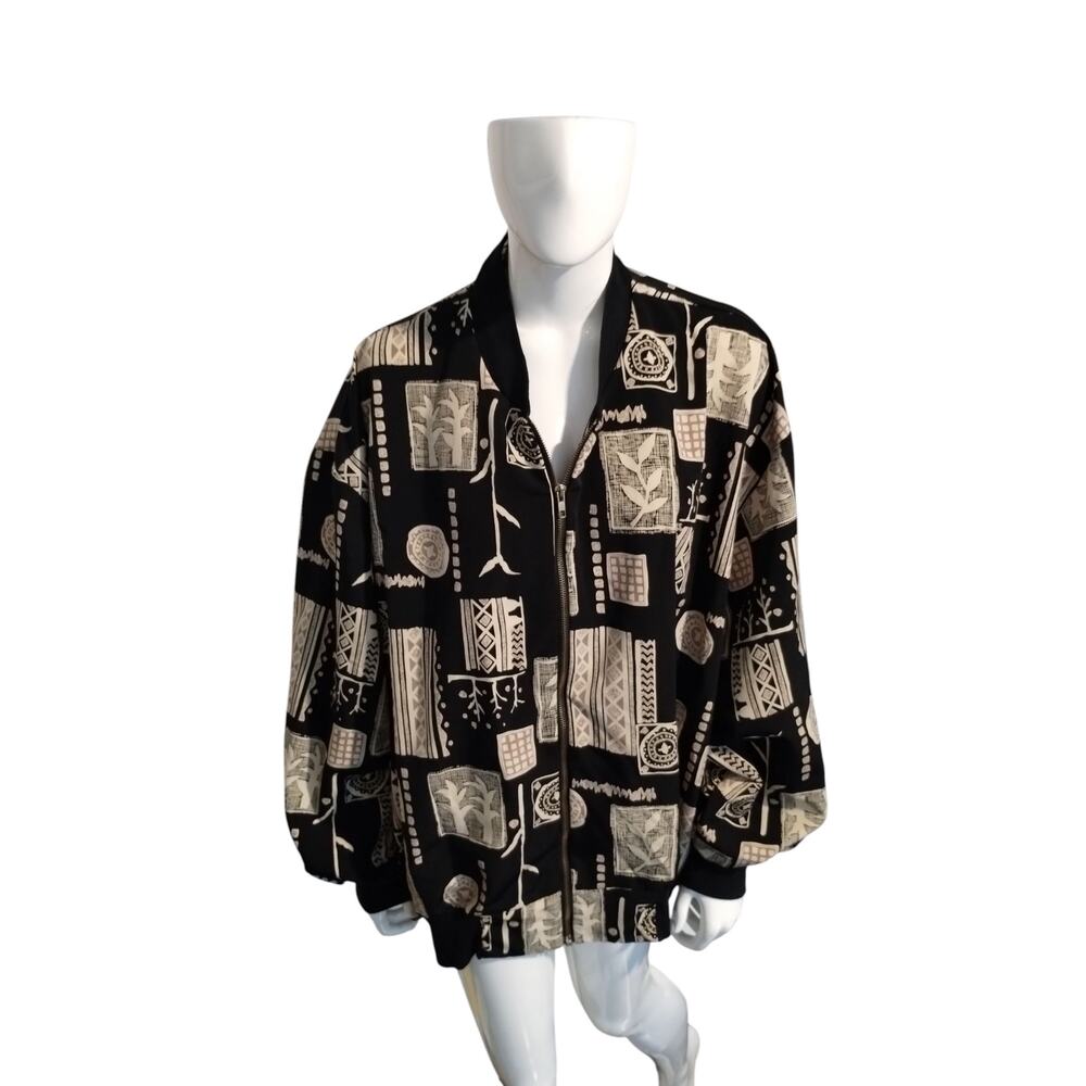 Vintage Cascais Womens size 2X Lightweight Artwear Classic Bomber Zipper Jacket‎